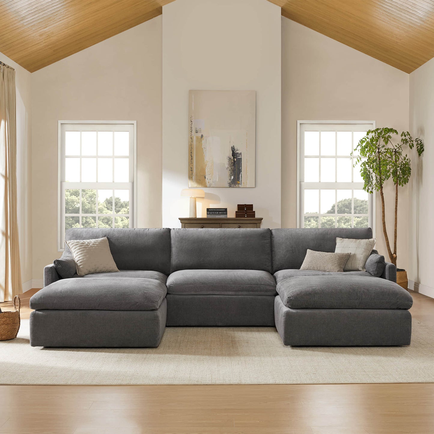 Modular 5-Seater Sofa with Chaise Lounge Design