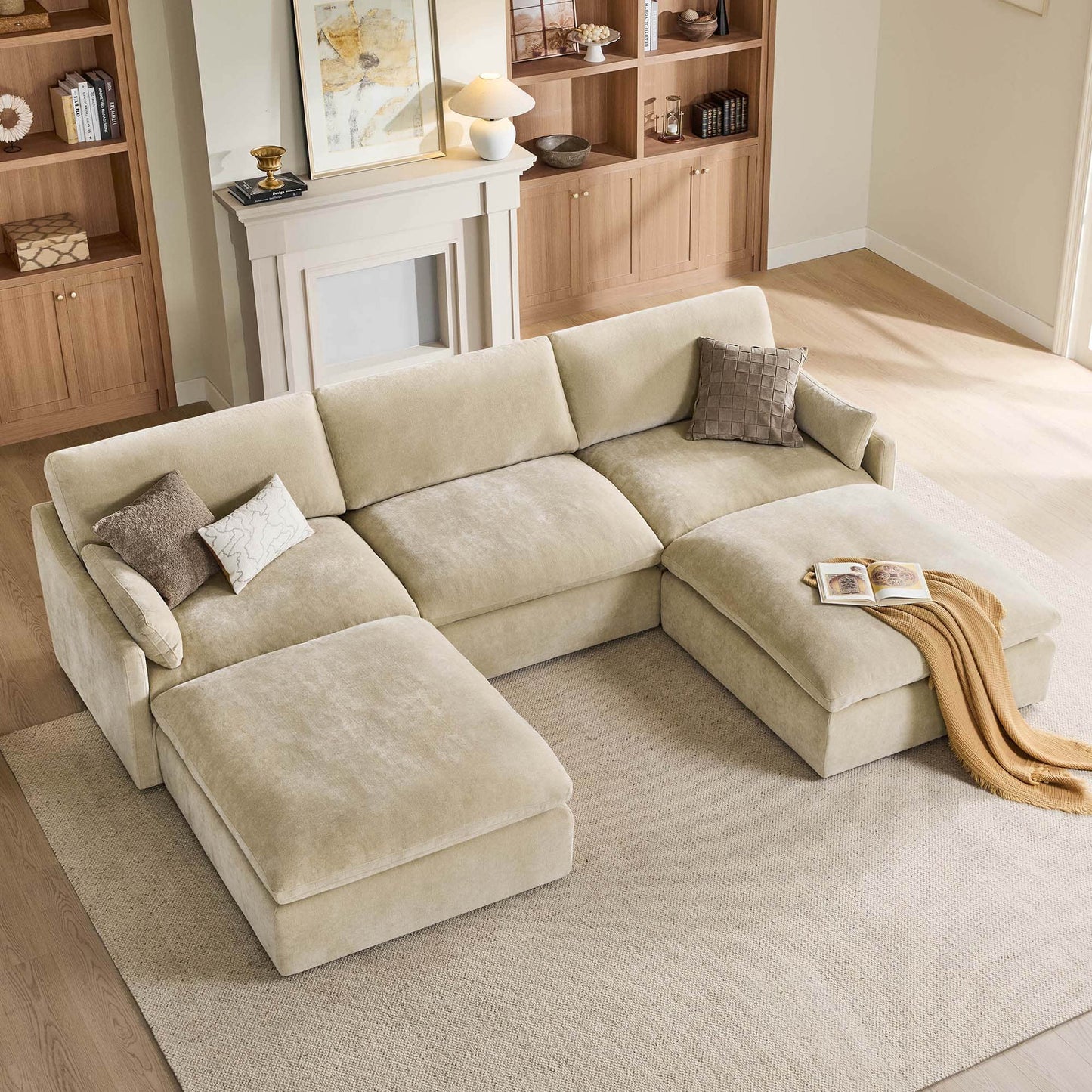 Modular 5-Seater Sofa with Chaise Lounge Design