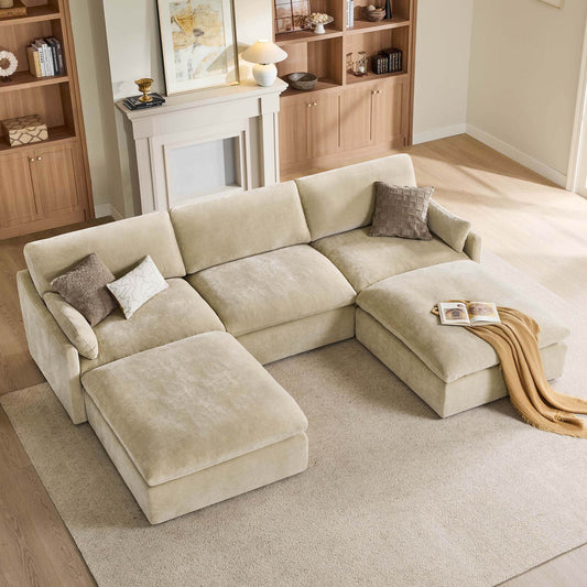 Modular 5-Seater Sofa with Chaise Lounge Design