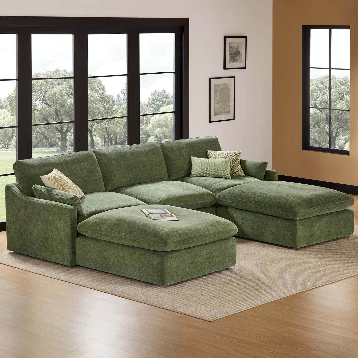 Modular 5-Seater Sofa with Chaise Lounge Design
