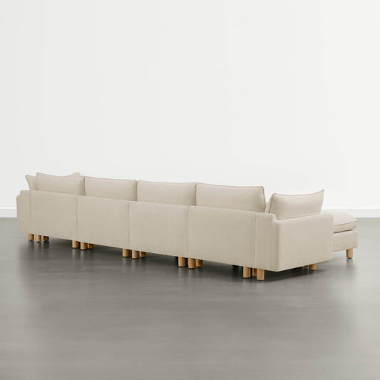 Modular 6-Seat Sectional Sofa with Wooden Legs