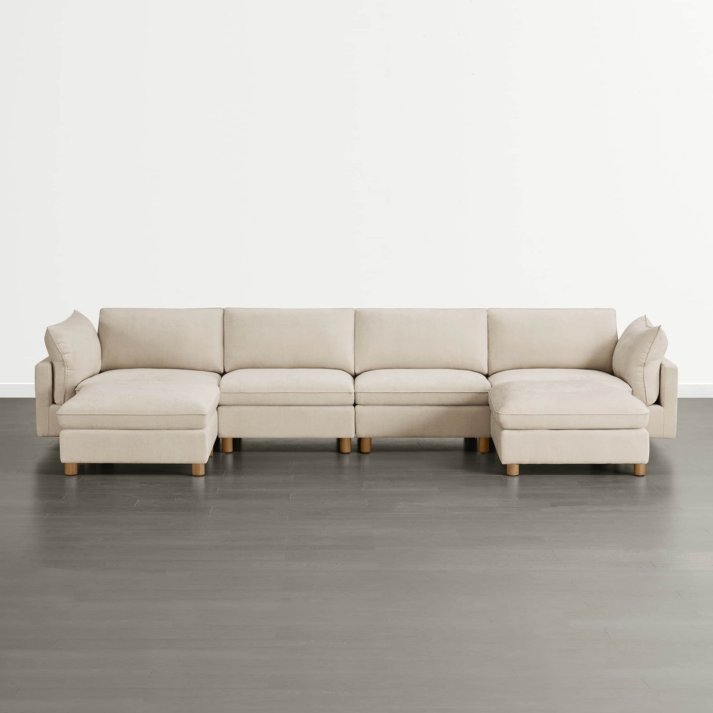 Modular 6-Seat Sectional Sofa with Wooden Legs