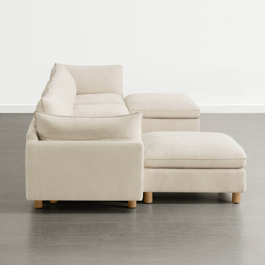 Modular 6-Seat Sectional Sofa with Wooden Legs