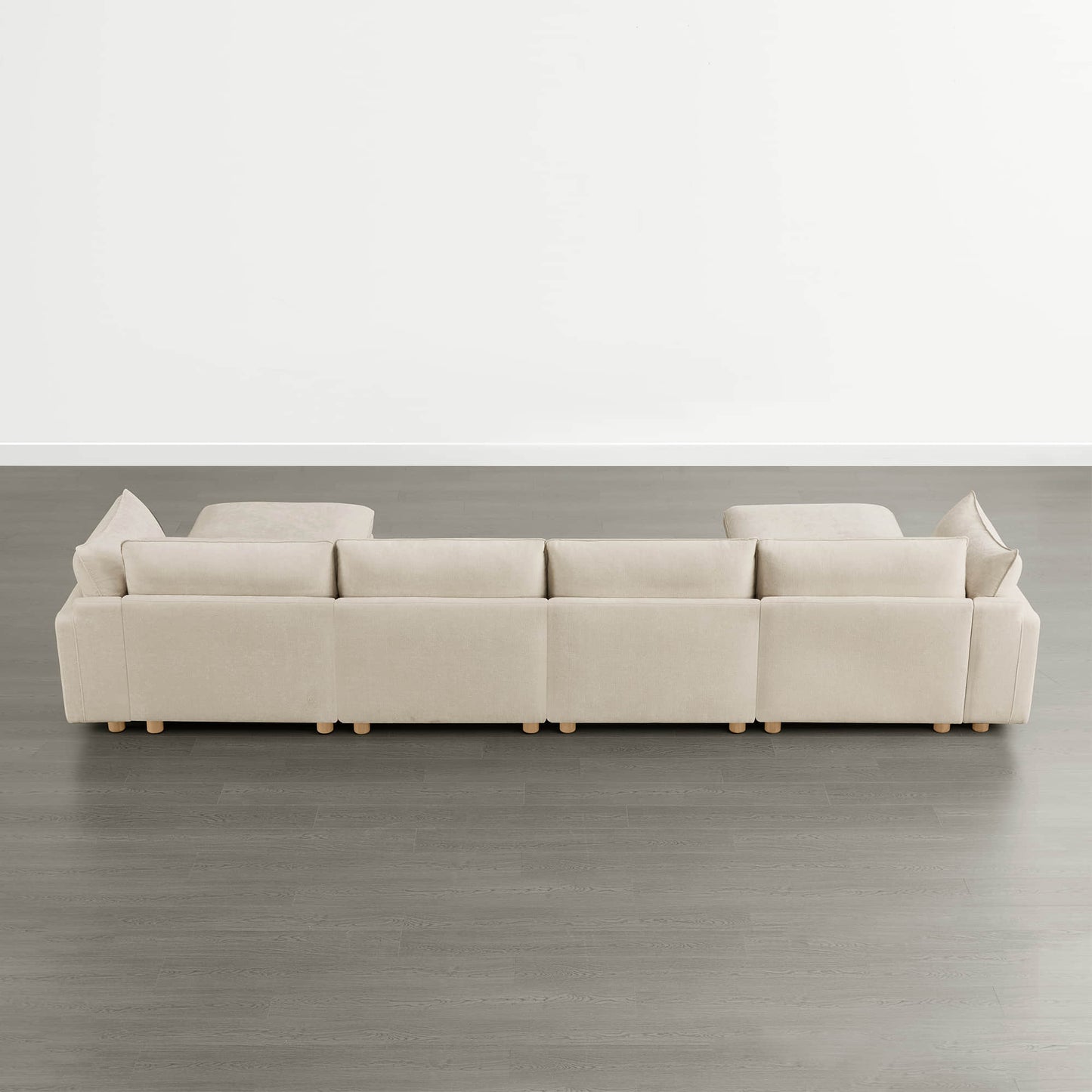 Modular 6-Seat Sectional Sofa with Wooden Legs