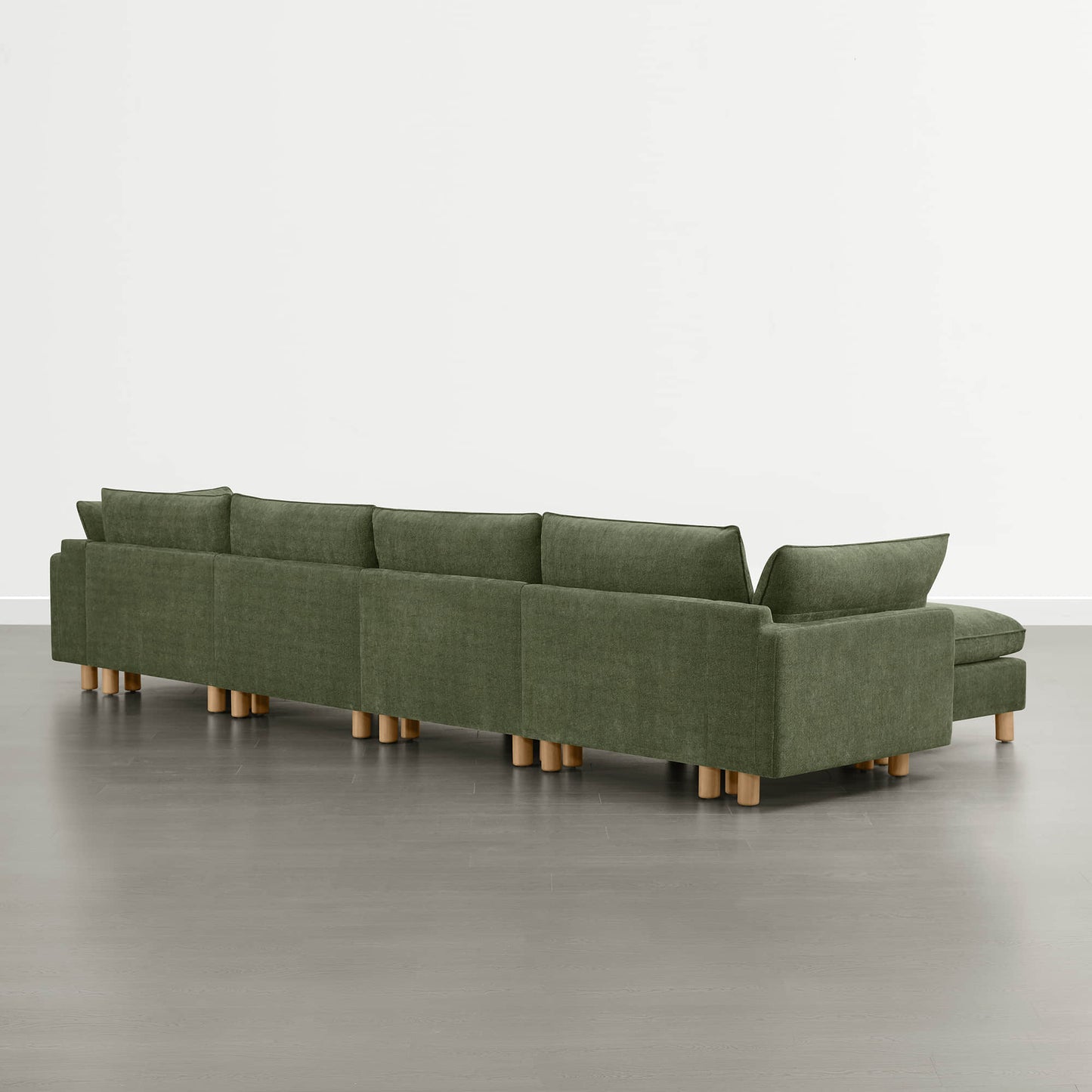 Modular 6-Seat Sectional Sofa with Wooden Legs
