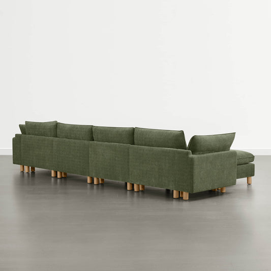 Modular 6-Seat Sectional Sofa with Wooden Legs