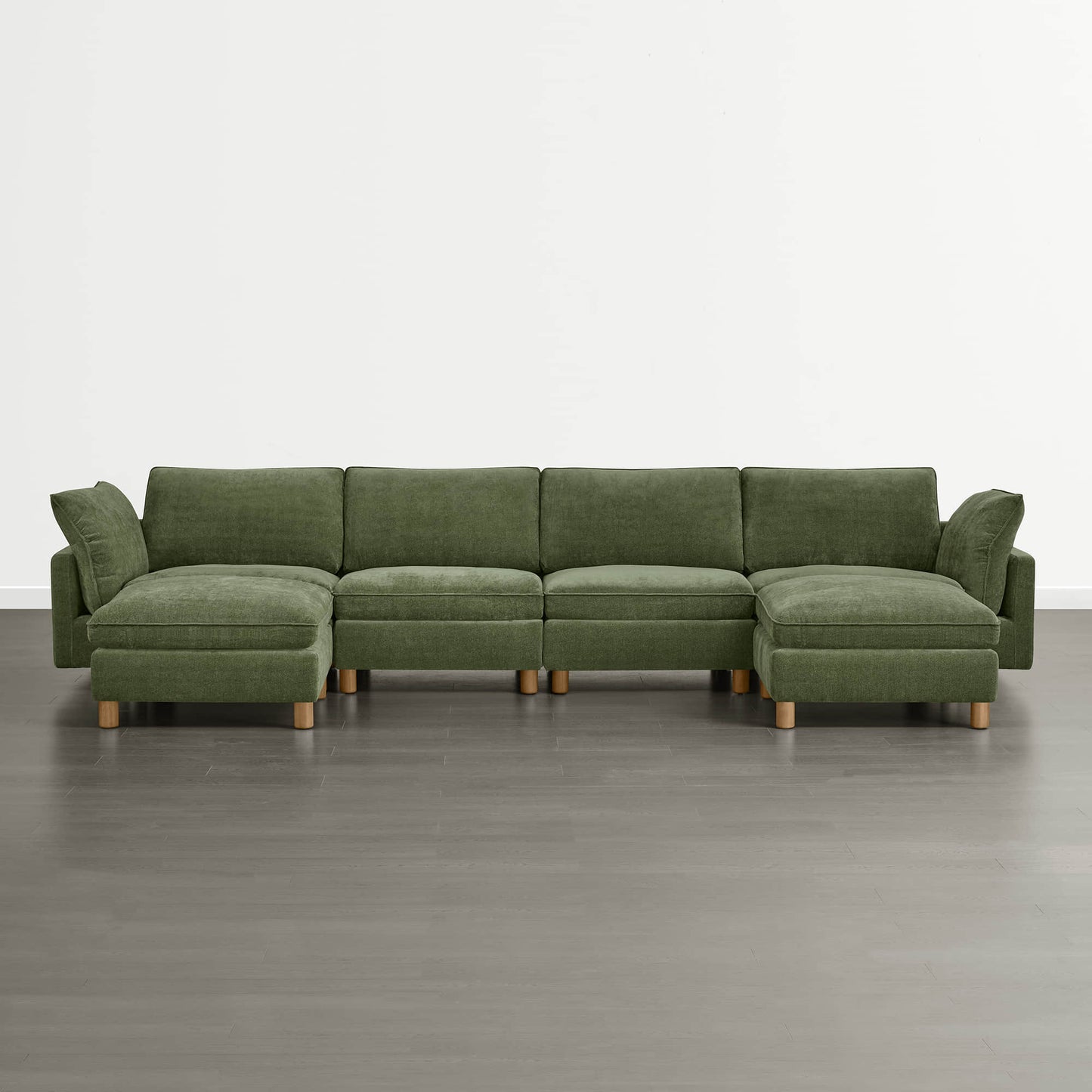 Modular 6-Seat Sectional Sofa with Wooden Legs