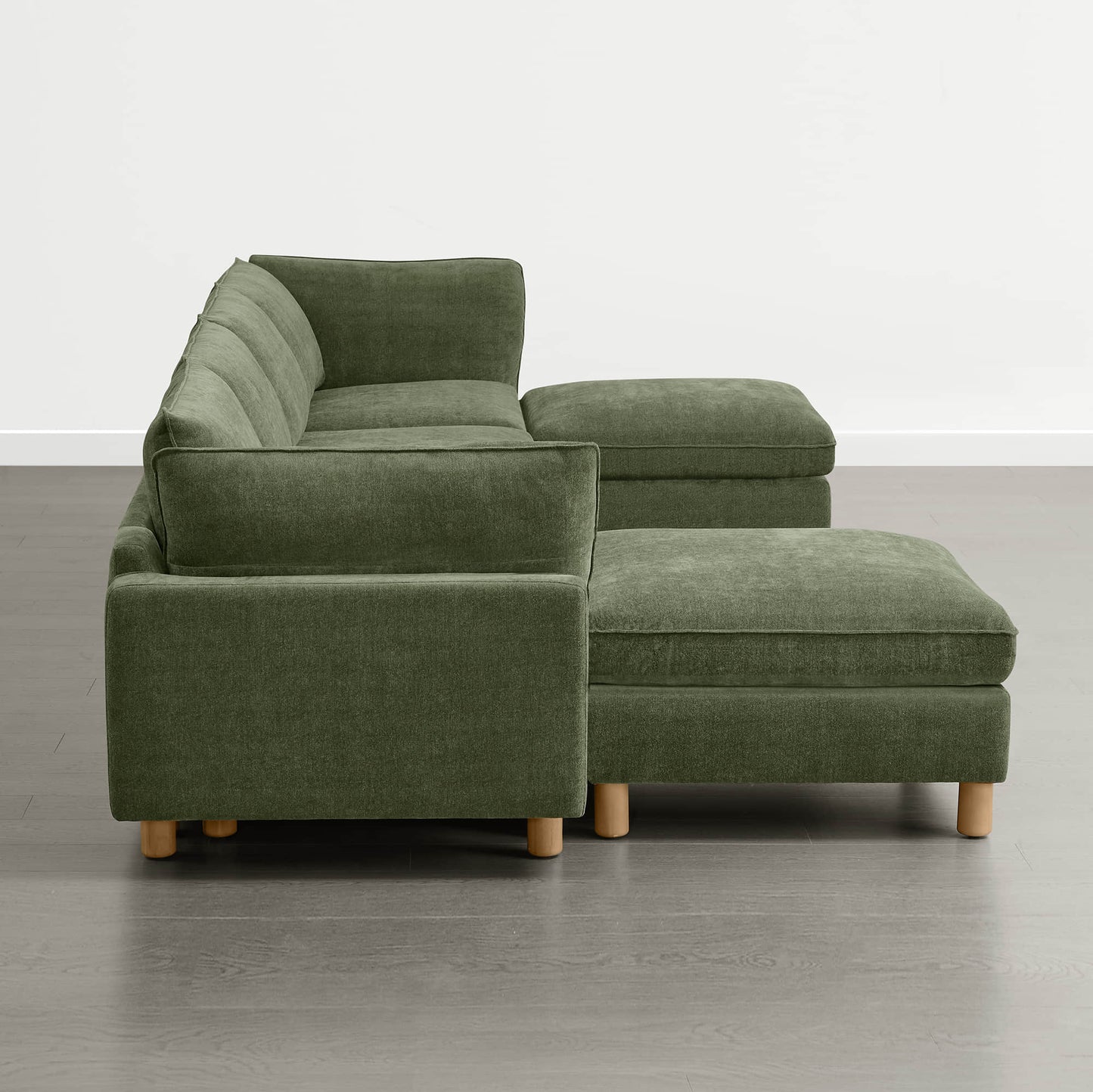 Modular 6-Seat Sectional Sofa with Wooden Legs