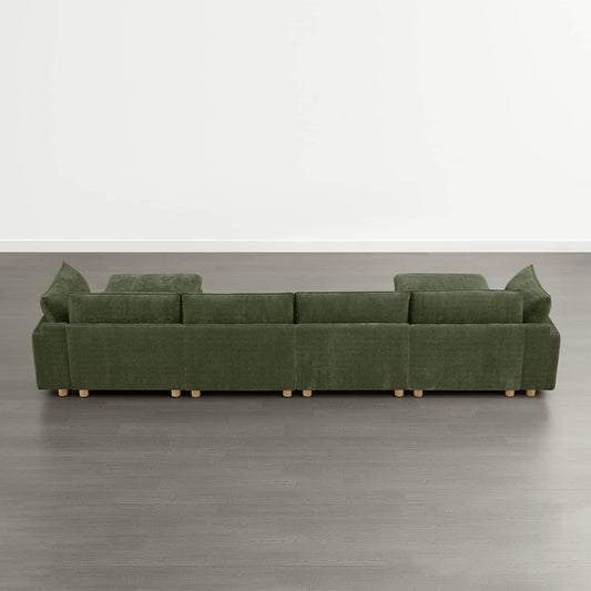 Modular 6-Seat Sectional Sofa with Wooden Legs