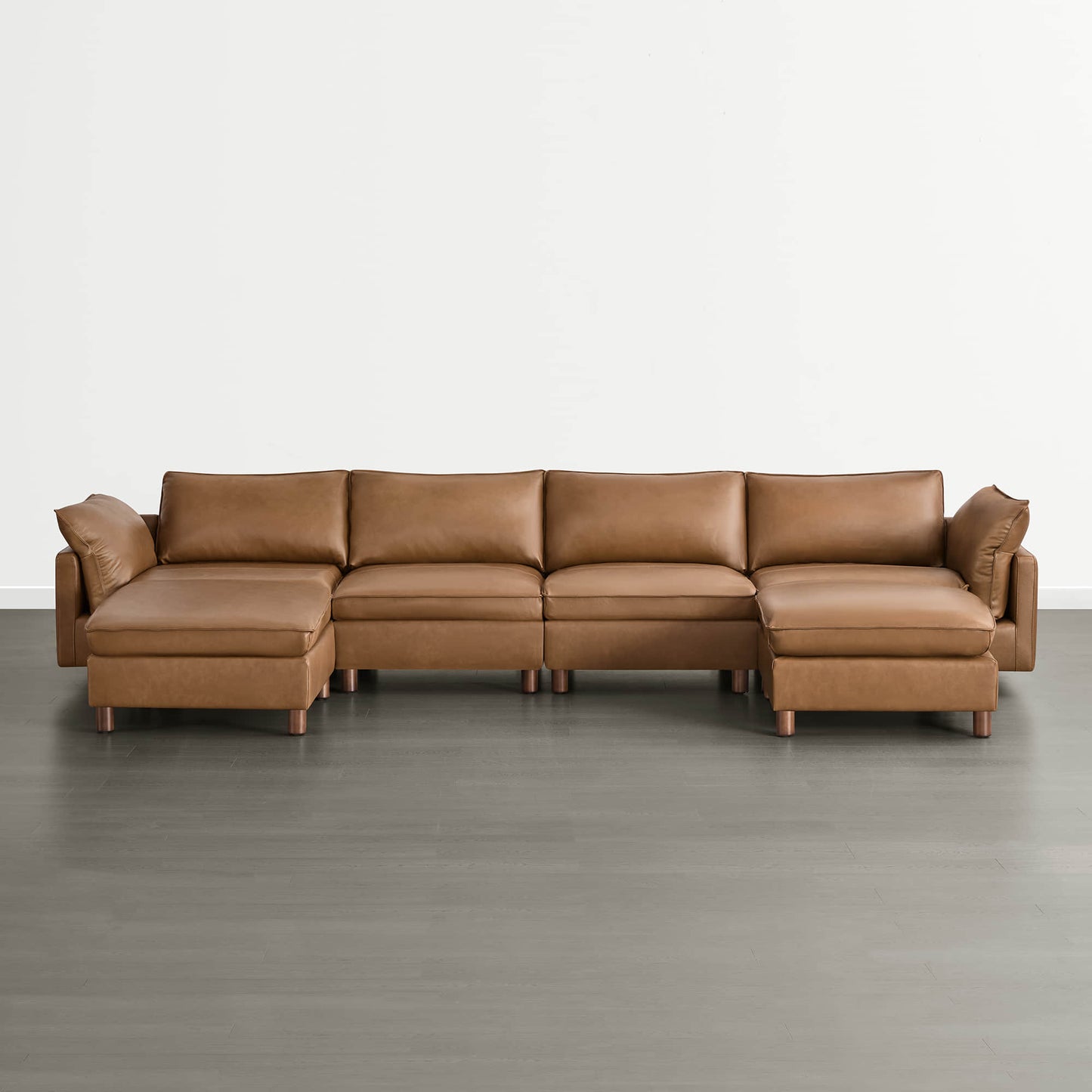 Modular 6-Seat Sectional Sofa with Wooden Legs