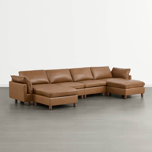 Modular 6-Seat Sectional Sofa with Wooden Legs