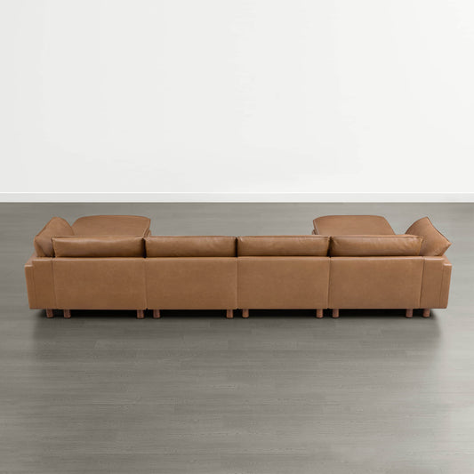 Modular 6-Seat Sectional Sofa with Wooden Legs