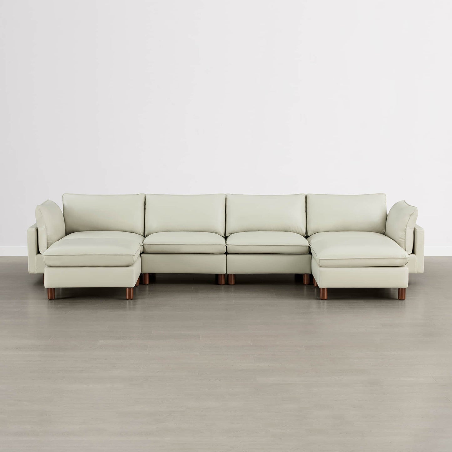 Modular 6-Seat Sectional Sofa with Wooden Legs