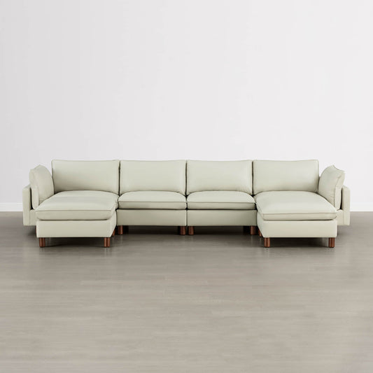 Modular 6-Seat Sectional Sofa with Wooden Legs
