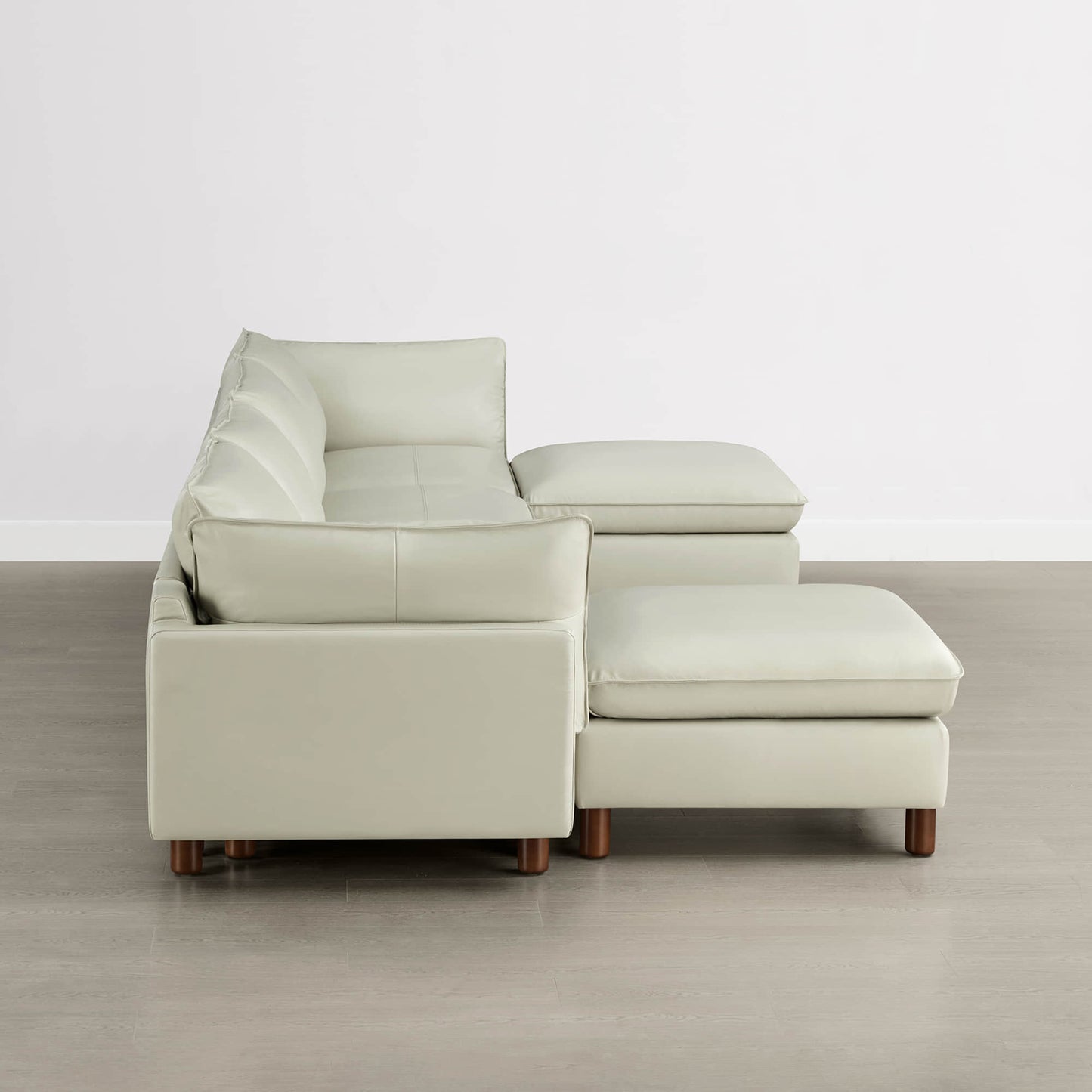 Modular 6-Seat Sectional Sofa with Wooden Legs