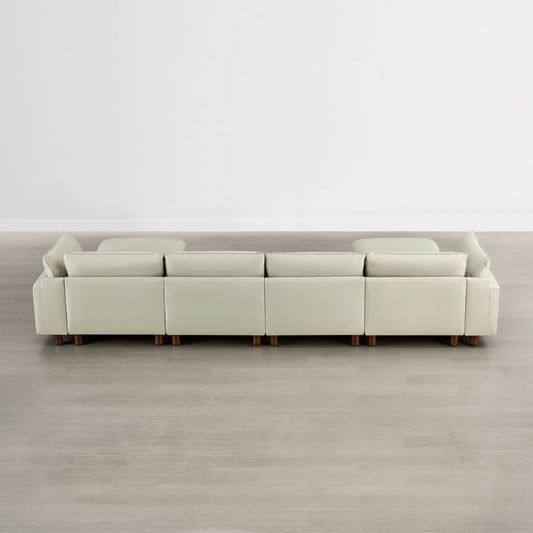 Modular 6-Seat Sectional Sofa with Wooden Legs