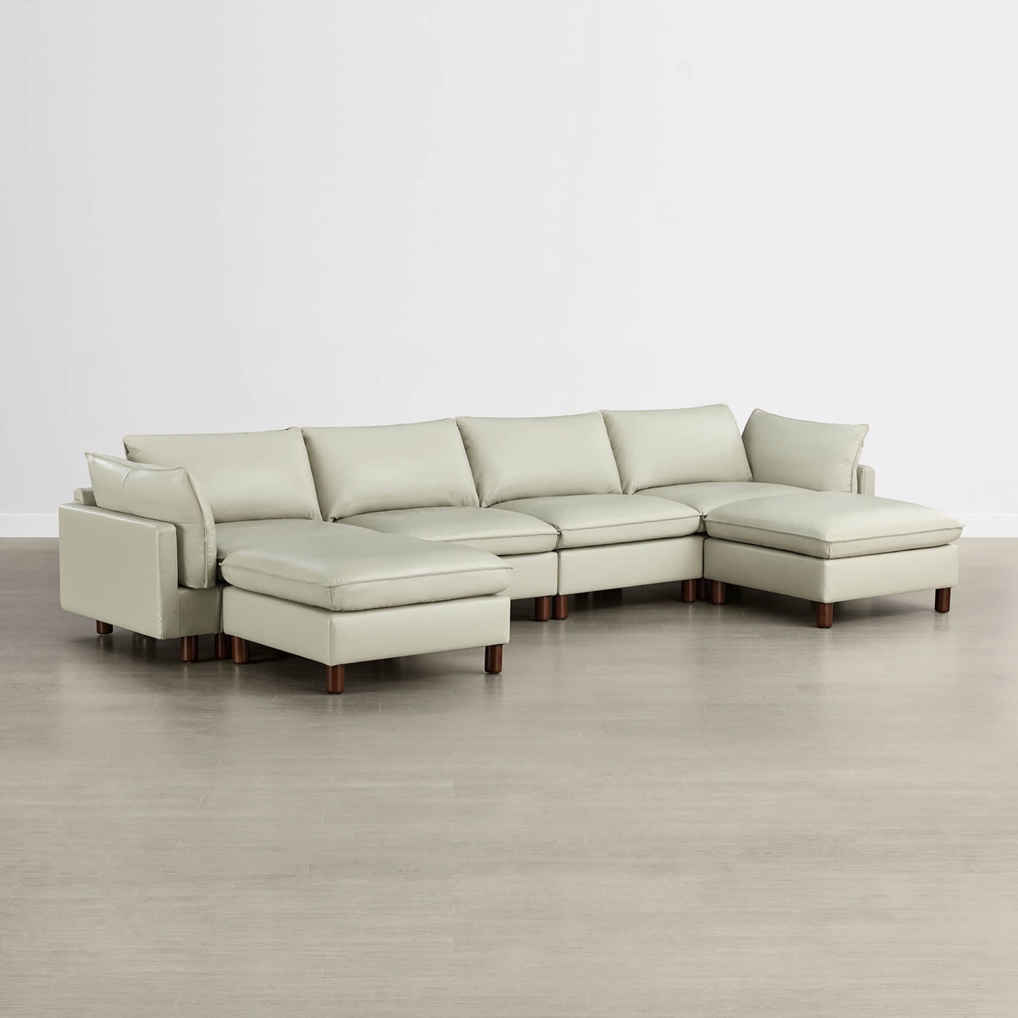 Modular 6-Seat Sectional Sofa with Wooden Legs