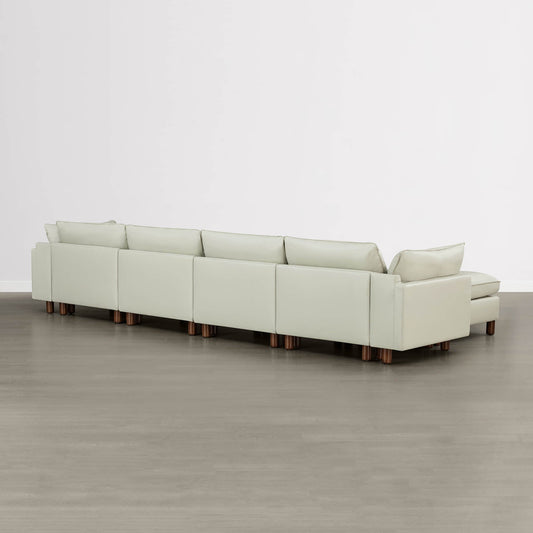 Modular 6-Seat Sectional Sofa with Wooden Legs