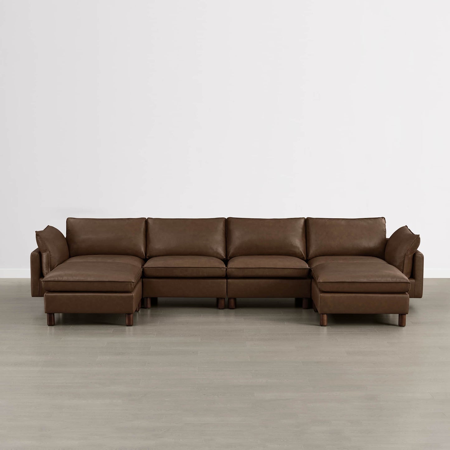 Modular 6-Seat Sectional Sofa with Wooden Legs