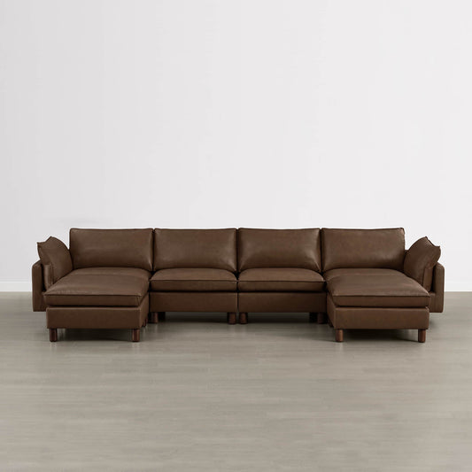 Modular 6-Seat Sectional Sofa with Wooden Legs
