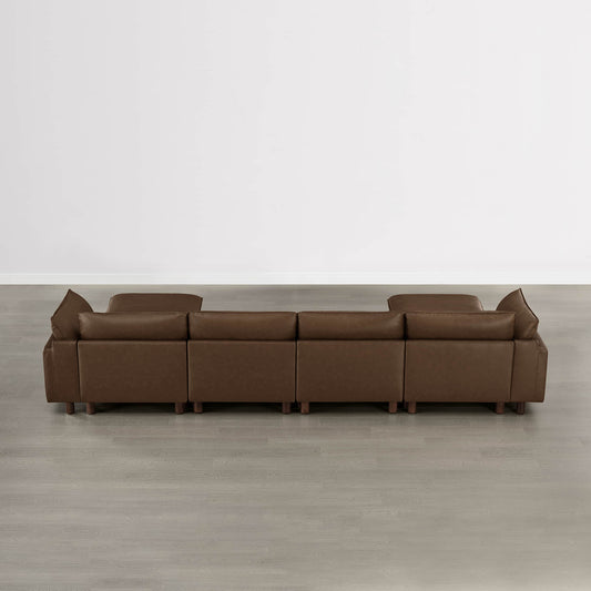 Modular 6-Seat Sectional Sofa with Wooden Legs