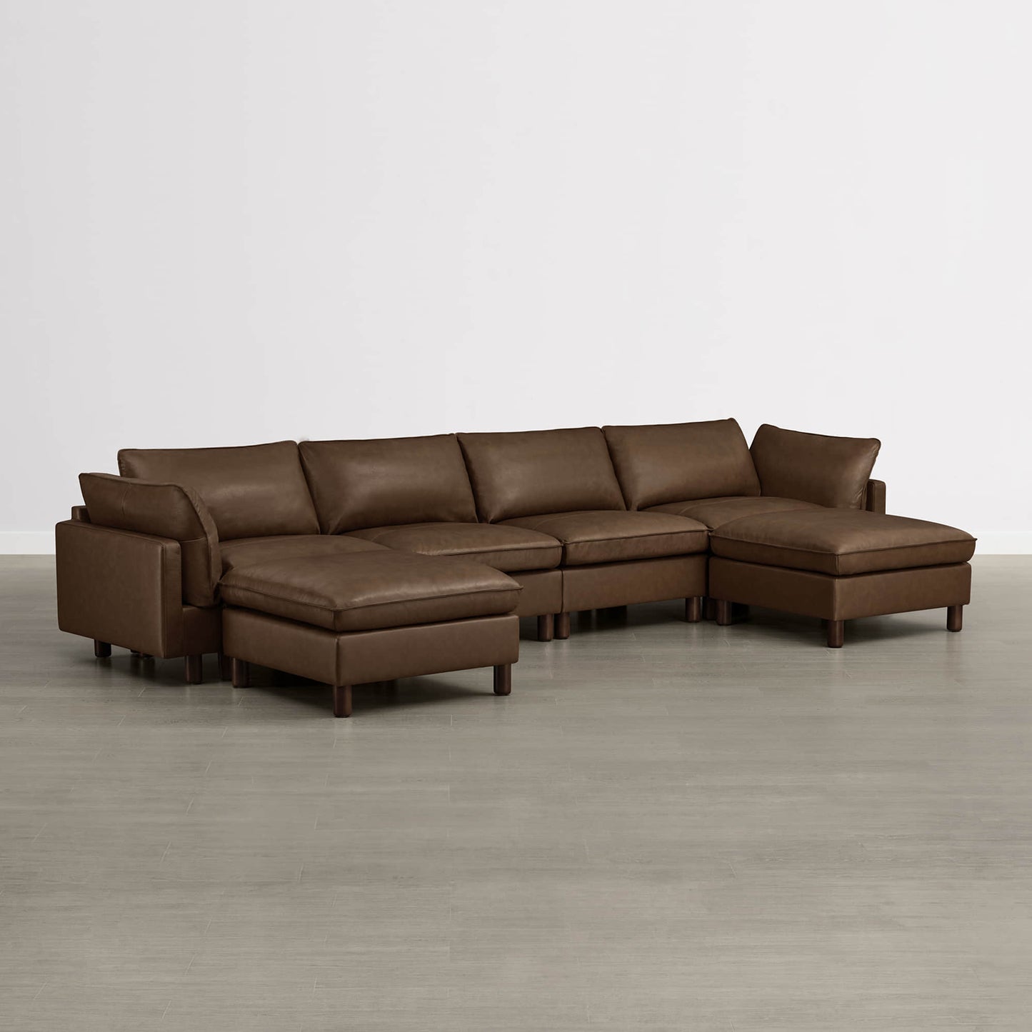 Modular 6-Seat Sectional Sofa with Wooden Legs
