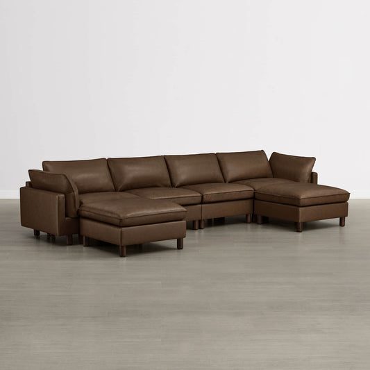 Modular 6-Seat Sectional Sofa with Wooden Legs