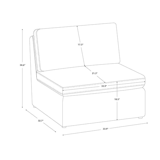 Modular Armless Chair in Contemporary Style