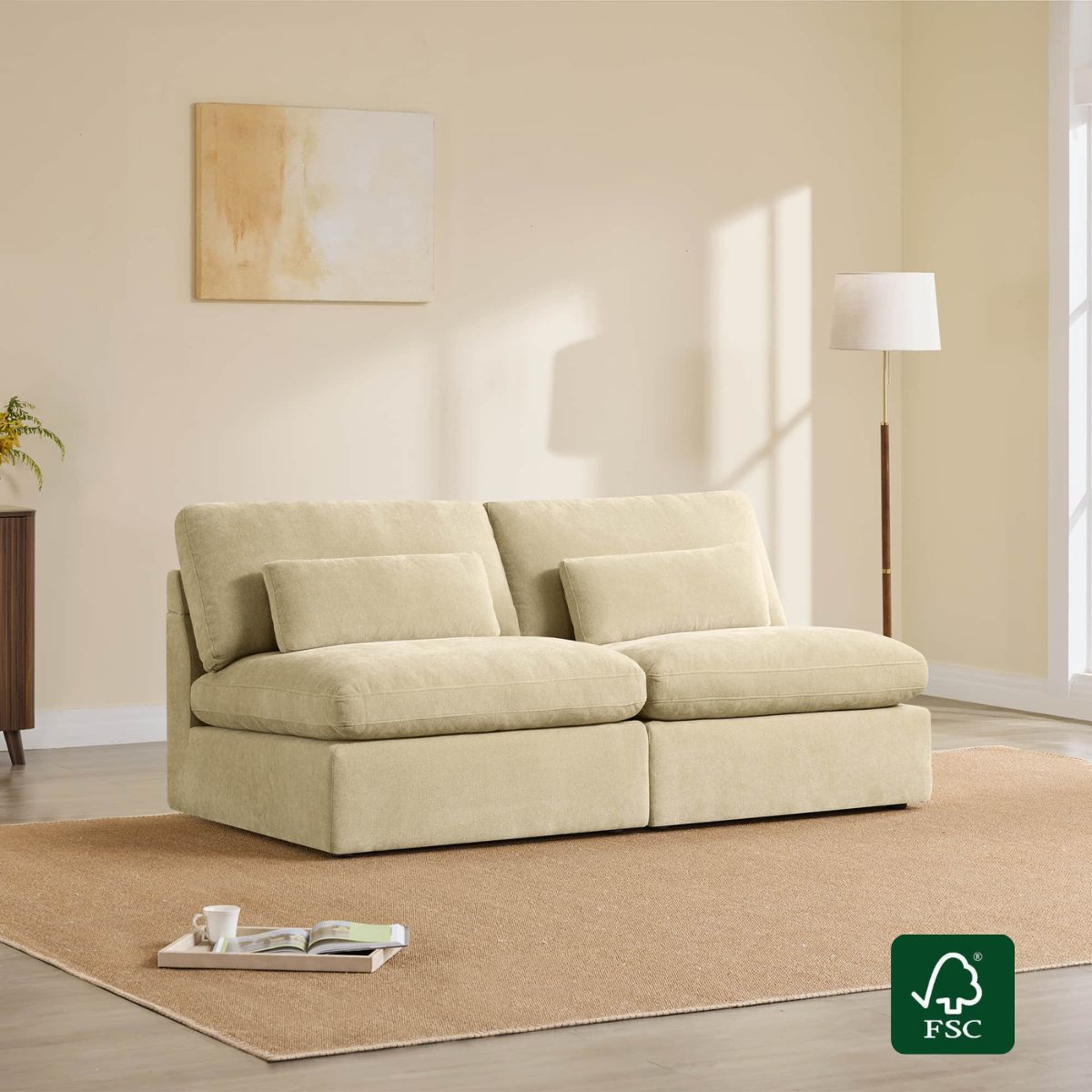Modular Armless Chair with Two-Seat Configuration