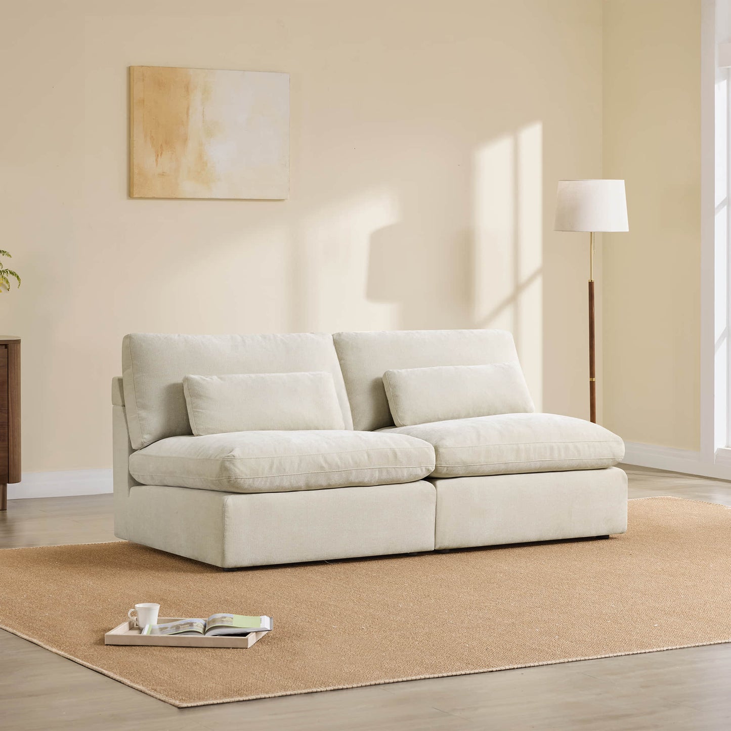 Modular Armless Chair with Two-Seat Configuration