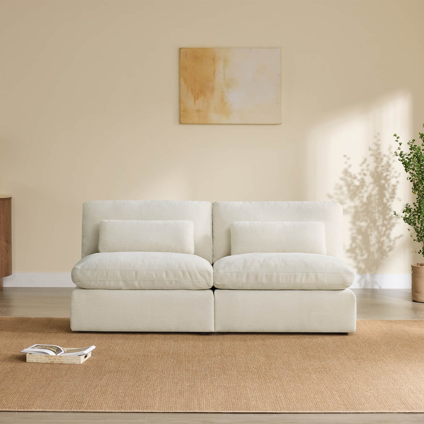 Modular Armless Chair with Two-Seat Configuration