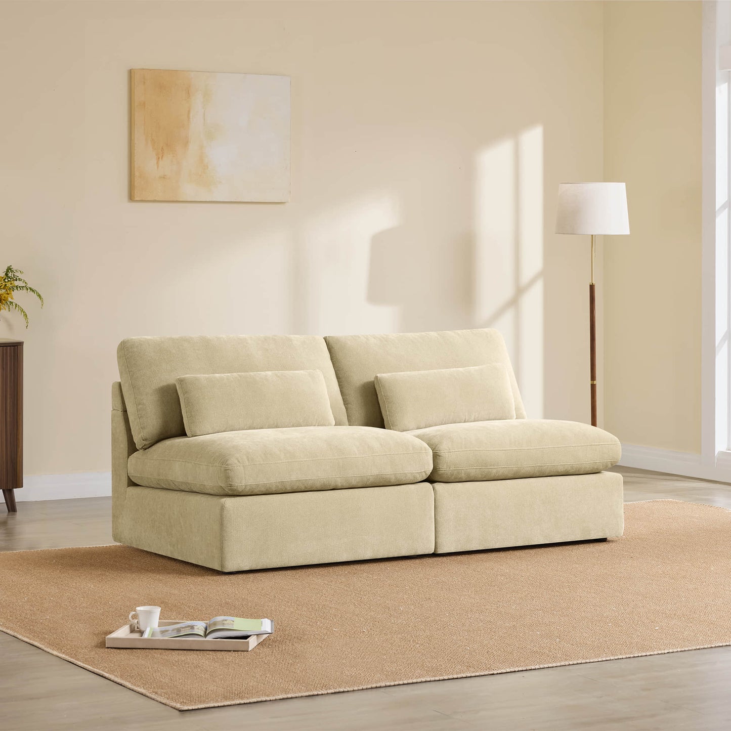 Modular Armless Chair with Two-Seat Configuration