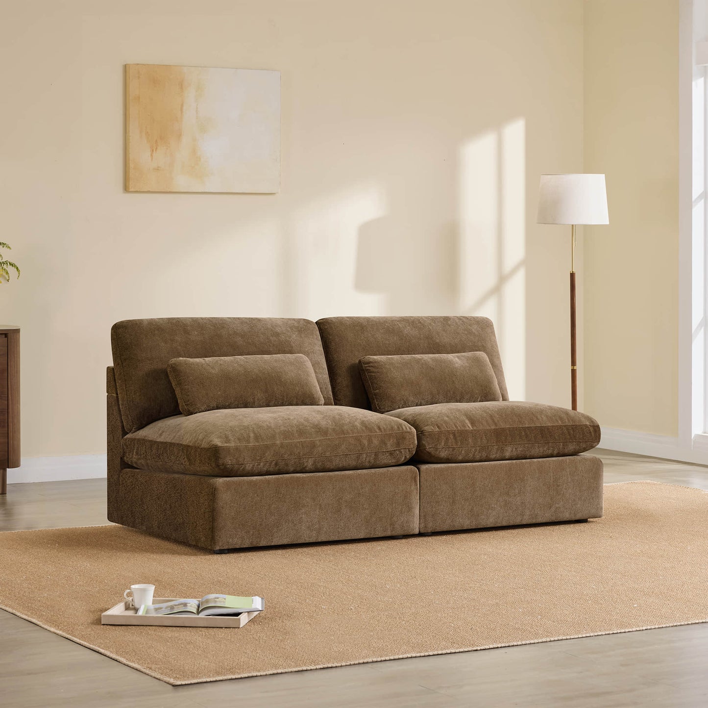 Modular Armless Chair with Two-Seat Configuration