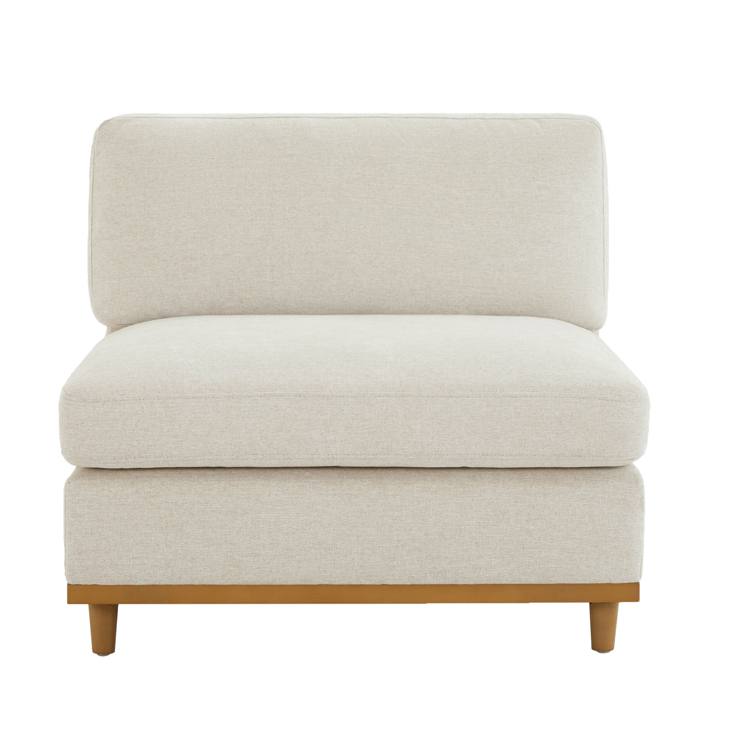 Modular Armless Seat with Overstuffed Feather Cushioning