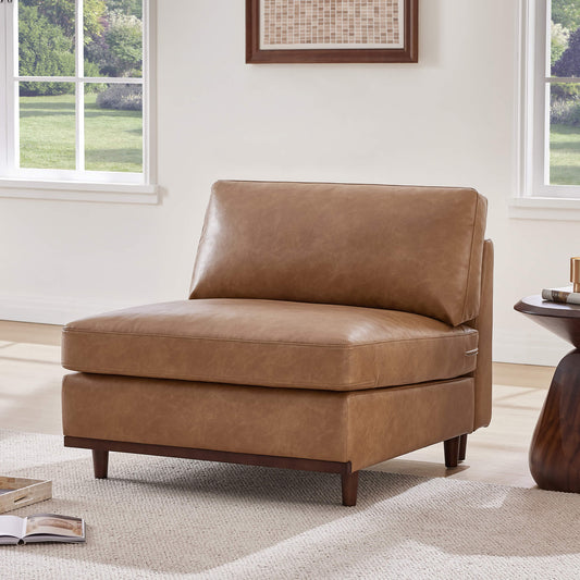Modular Armless Seat with Overstuffed Feather Cushioning