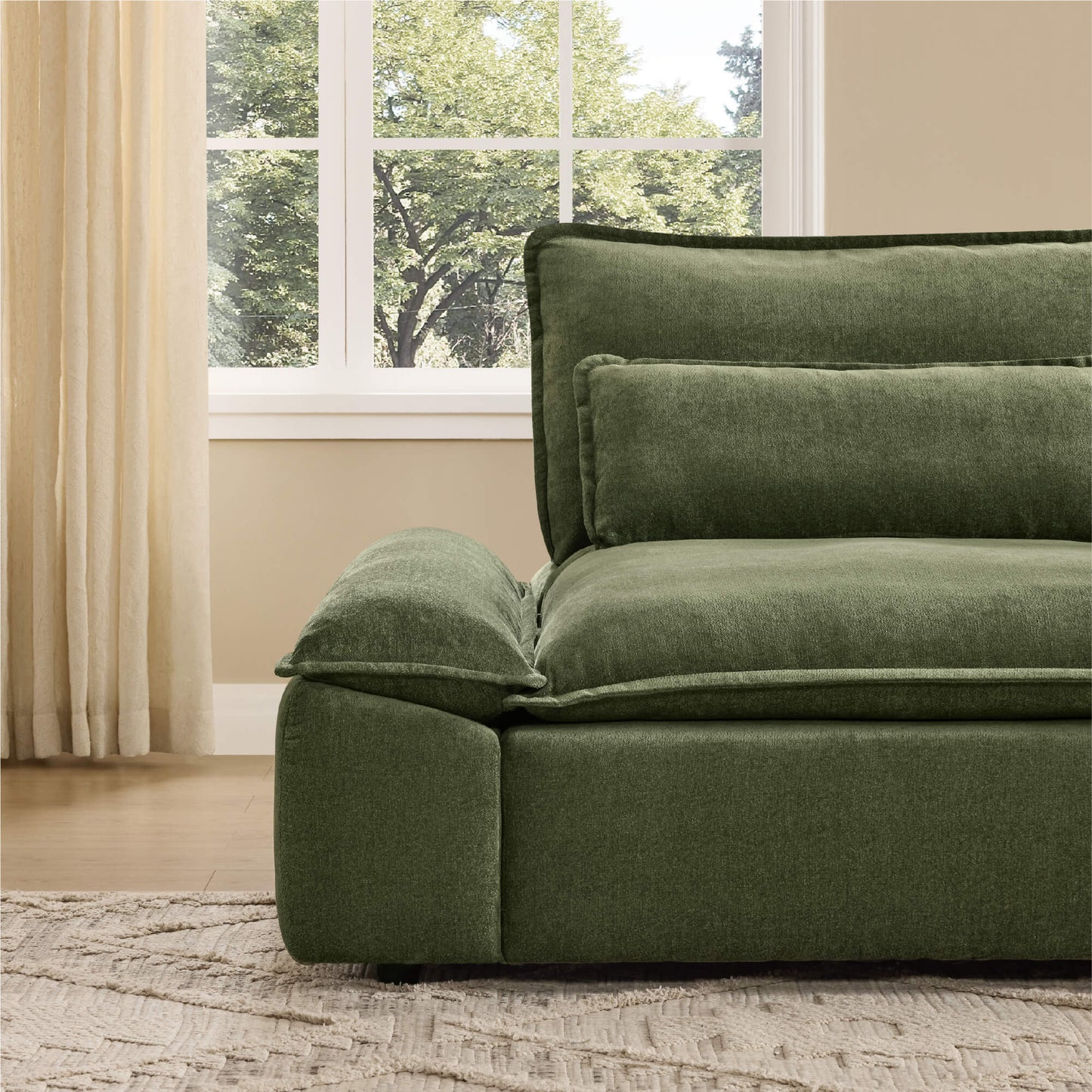 Modular Chenille 6-Seater Sofa with Adjustable Backrest