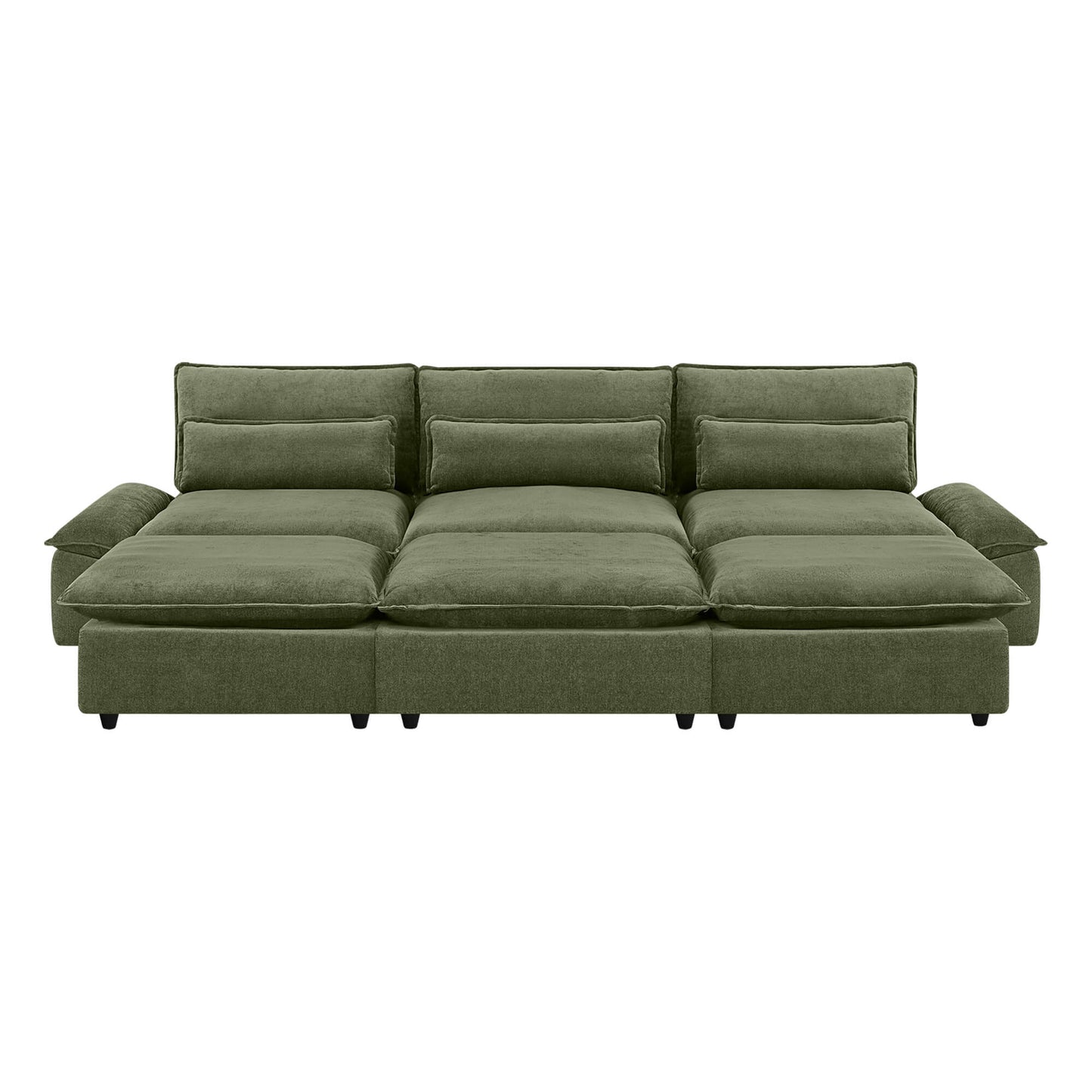 Modular Chenille 6-Seater Sofa with Adjustable Backrest