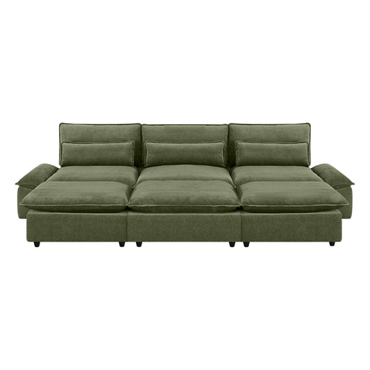 Modular Chenille 6-Seater Sofa with Adjustable Backrest