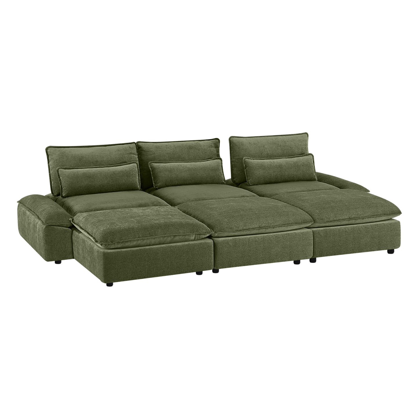 Modular Chenille 6-Seater Sofa with Adjustable Backrest