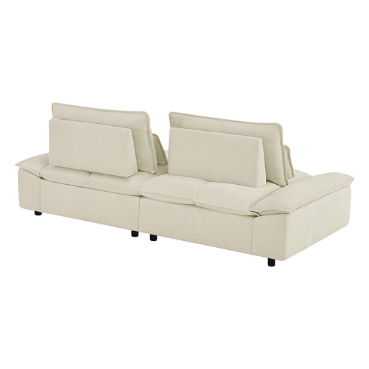 Modular Chenille 6-Seater Sofa with Adjustable Backrest