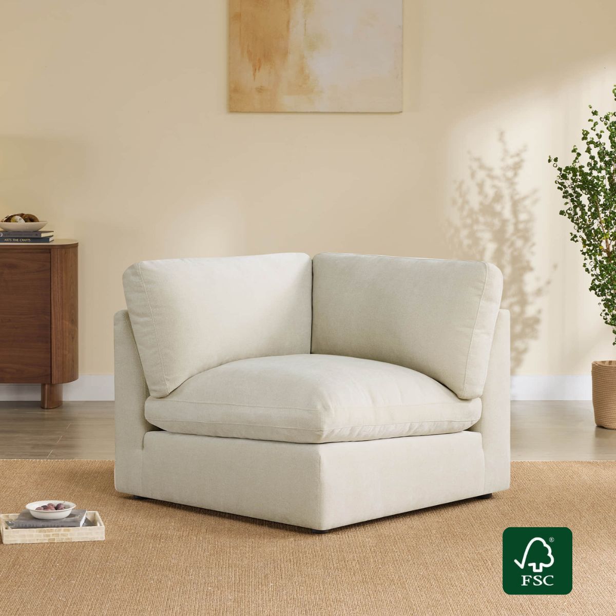 Modular Corner Module in Performance Fabric with Ivy Design