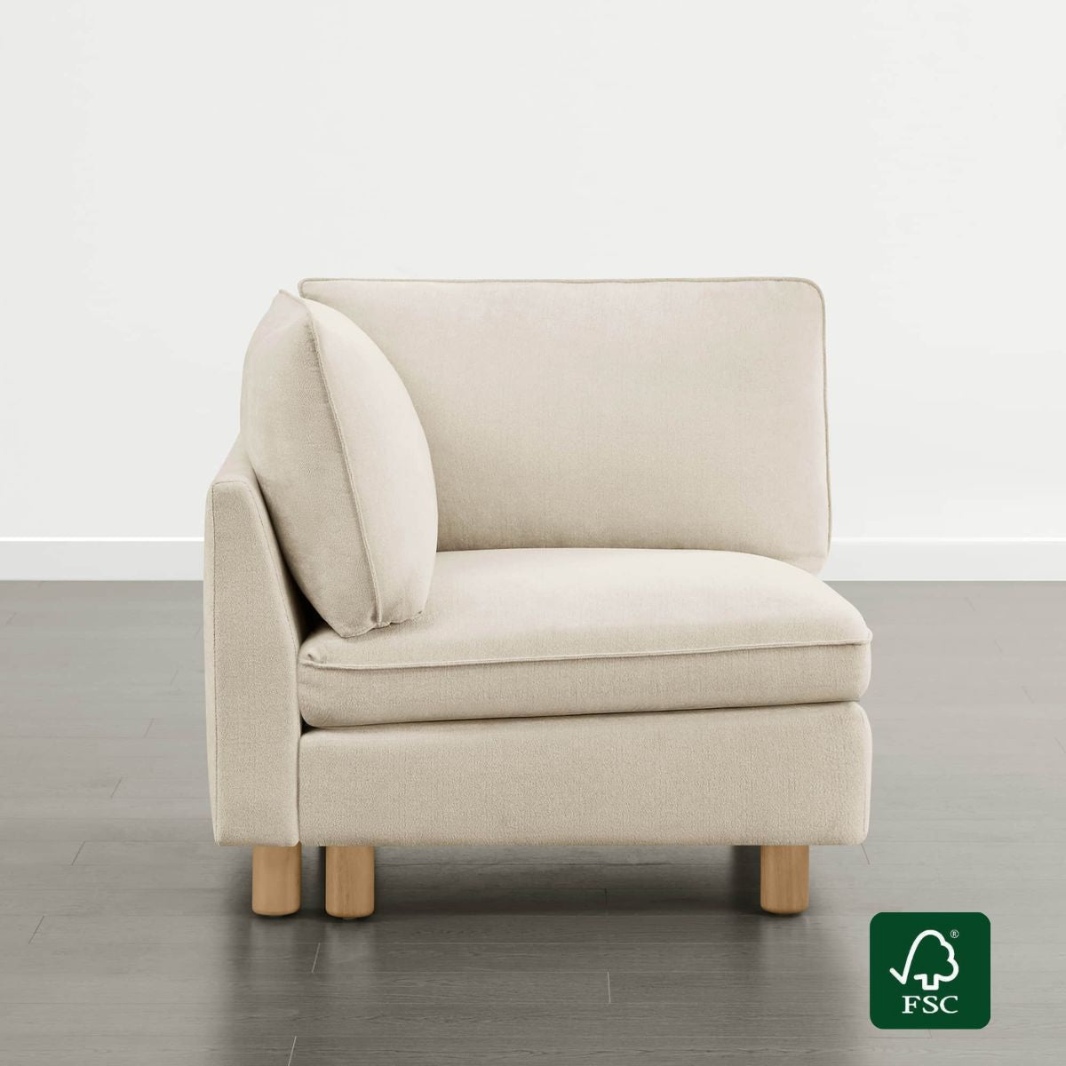 Modular Corner Seat with Soft Fabric Upholstery
