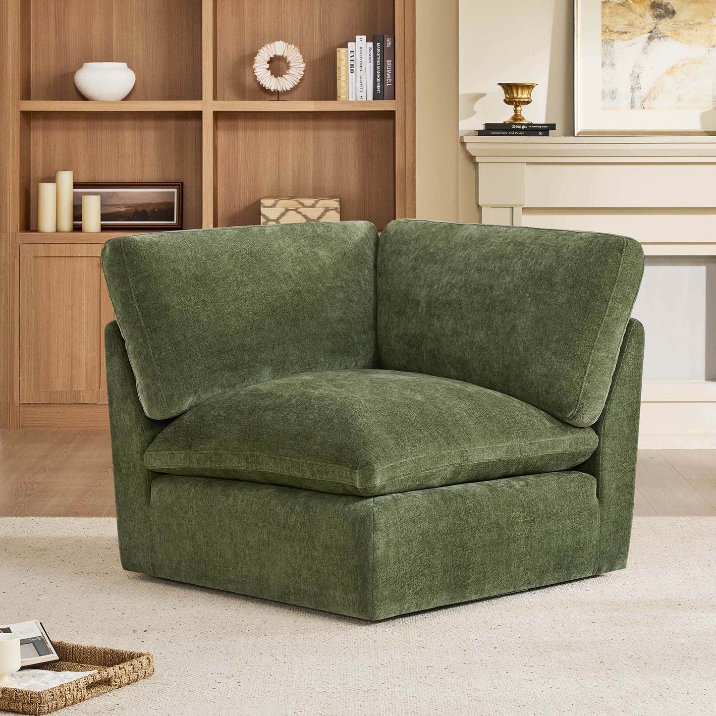 Modular Corner Sofa in Soft Fabric with Cozy Design