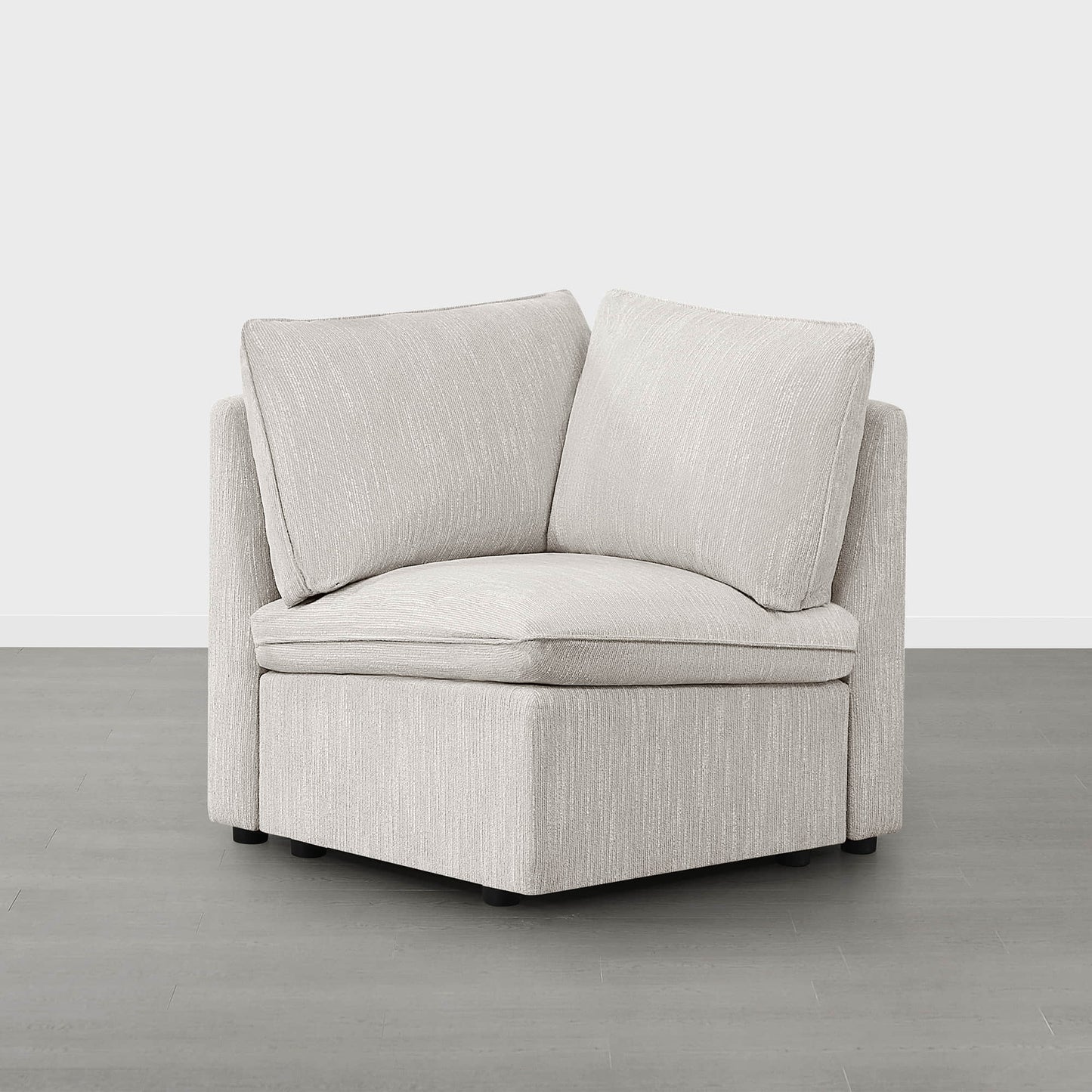 Modular Corner Sofa in Soft Fabric with Cushioned Back