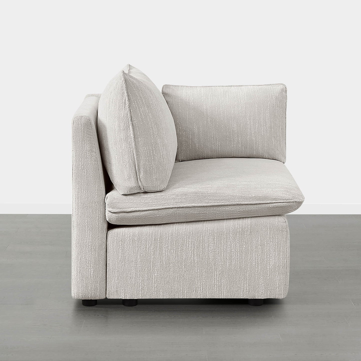 Modular Corner Sofa in Soft Fabric with Cushioned Back