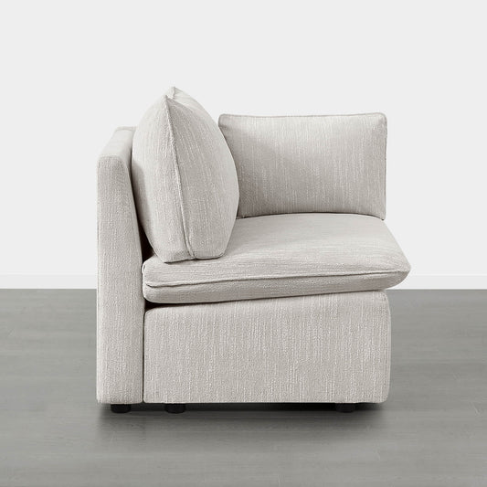 Modular Corner Sofa in Soft Fabric with Cushioned Back