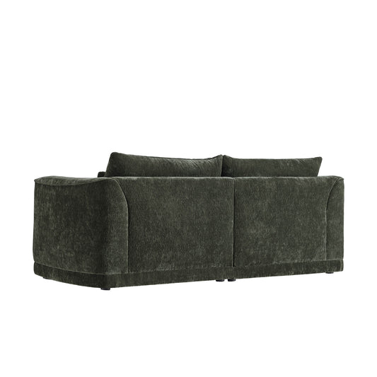 Modular Curved Chenille Sofa in Daisy Design with Down-Filled Cushions