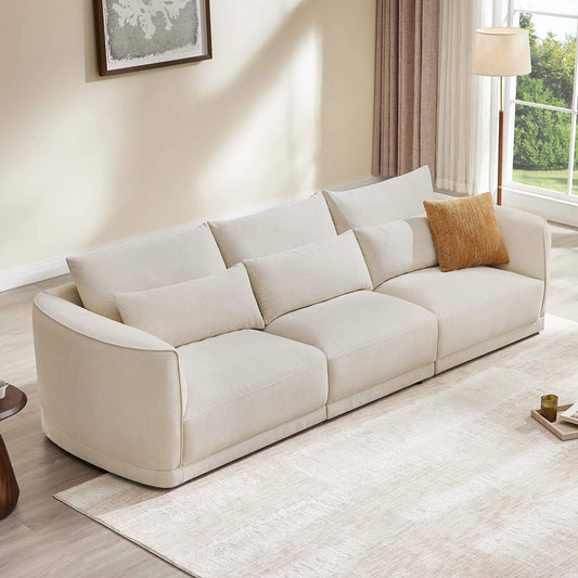 Modular Curved Sofa in Chenille with Down-Filled Cushions