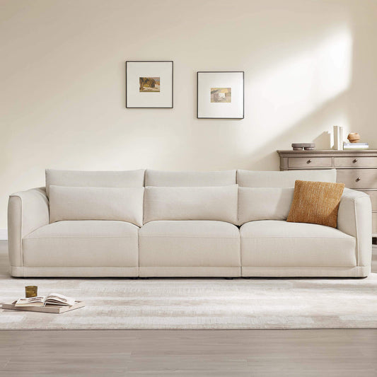 Modular Curved Sofa in Chenille with Down-Filled Cushions