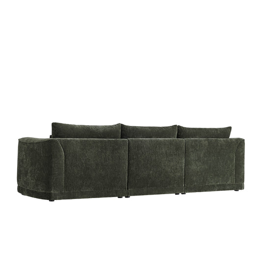 Modular Curved Sofa in Chenille with Down-Filled Cushions